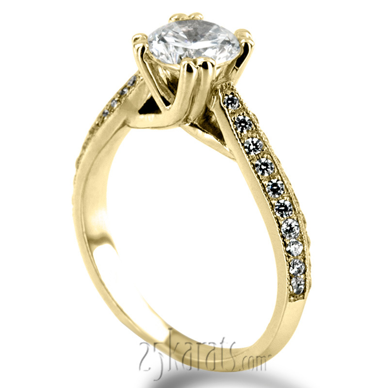 18K white gold Double Prong Trellis Knife Edge Pave Engagement Ring (0.35ct. tw) - alternate view 7