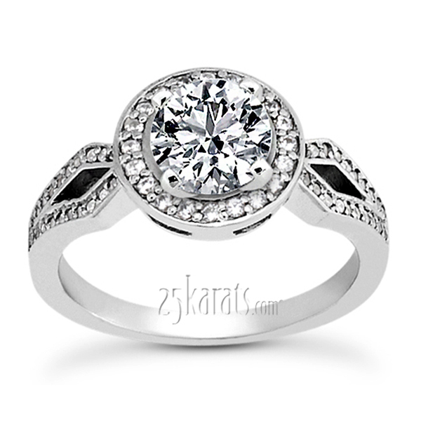 14K white gold Brilliant Halo Style Diamond Engagement Ring - alternate view 7