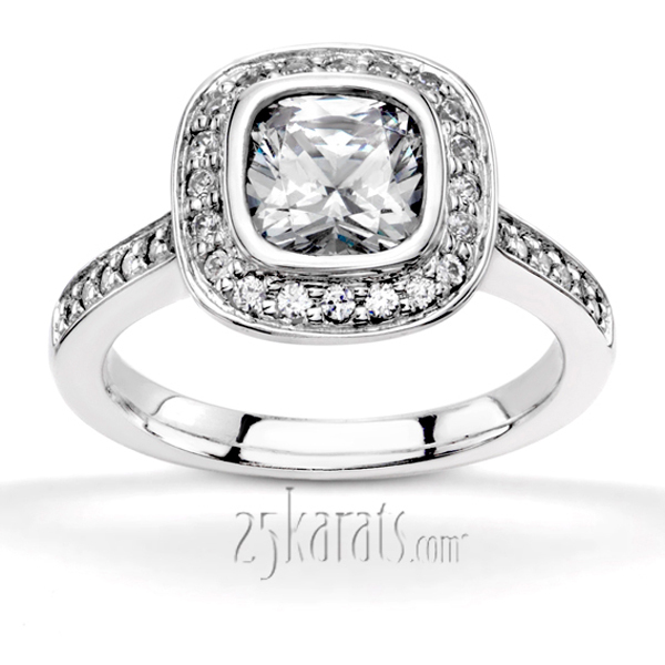 14K white gold Cushioned Bezel Center Pave Engagement (0.43 ct. tw.) - alternate view 6