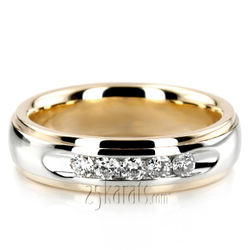 Step Edge Channel Set Diamond Wedding Band