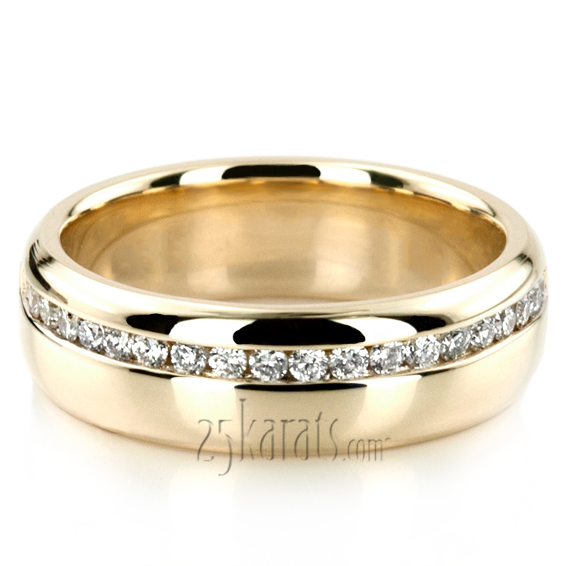 Off-Center Channel Set Diamond Wedding Ring