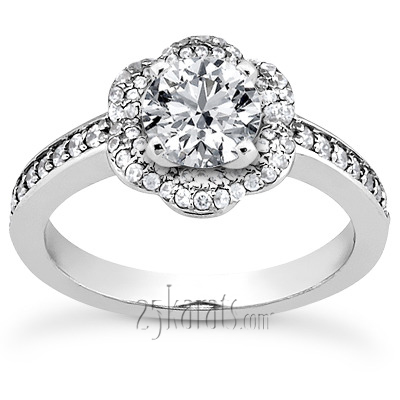 Bead Set Fancy Halo Petite Engagement Ring ( 0.37 ct. tw.) - view 1