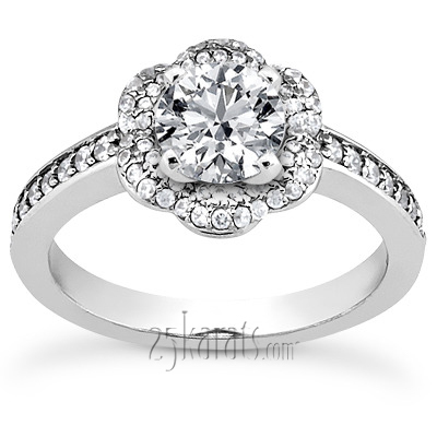Bead Set Fancy Halo Petite Engagement Ring ( 0.37 ct. tw.)
