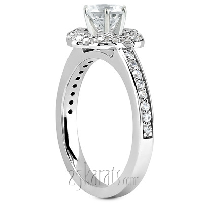 Bead Set Fancy Halo Petite Engagement Ring ( 0.37 ct. tw.) - view 2