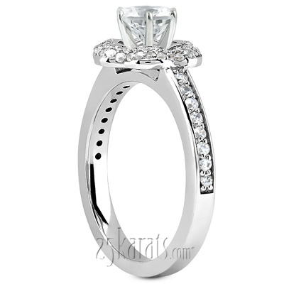 Bead Set Fancy Halo Petite Engagement Ring ( 0.37 ct. tw.) thumbnail 2