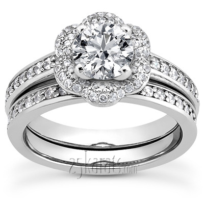 Bead Set Fancy Halo Petite Engagement Ring ( 0.37 ct. tw.) - view 3