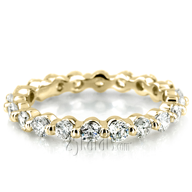 Single Shared Prong Round Cut Diamond Eternity Wedding Band (1.40 ct. tw.) - view 6