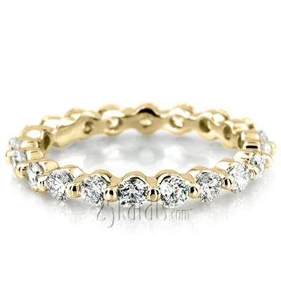 Single Shared Prong Round Cut Diamond Eternity Wedding Band (1.40 ct. tw.) thumbnail 6