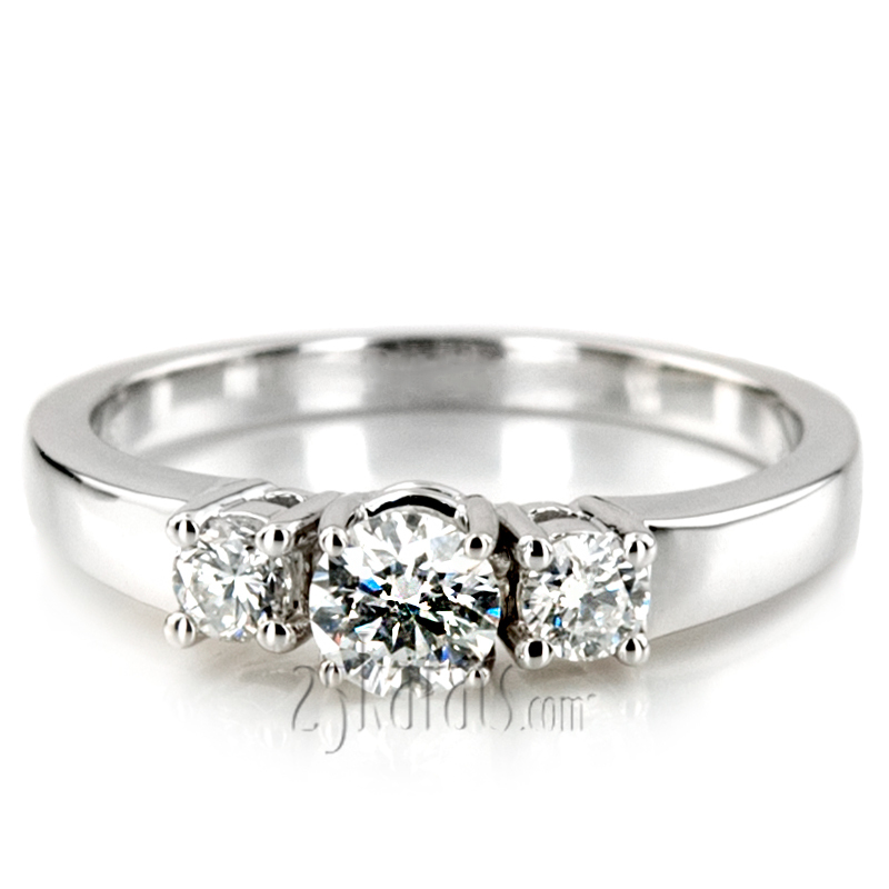 14K gold Classic Basket Setting Three Stone 14k Gold Engagement Ring (1/2 ct. tw. GH/SI) - alternate view 10