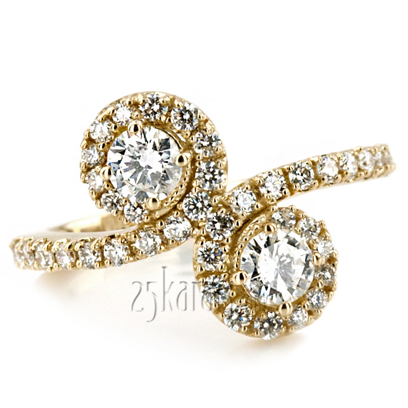 14K white gold "You & Me" Two Stone Fish Tail Set Diamond Ring (1.00ct. tw.) - alternate view 3