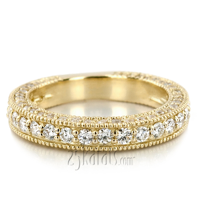 Milgrain Edge Round Cut Prong Set Diamond Wedding Ring (1.40 ct. tw.) thumbnail 4