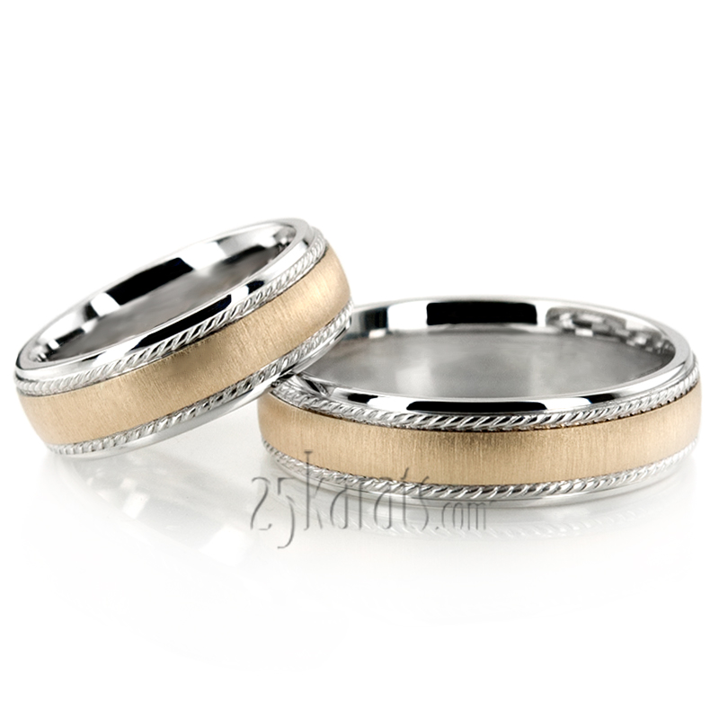 Braid Grooved Basic Designer Wedding Ring Set