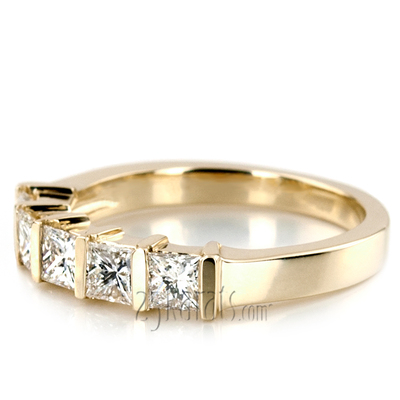 5 Stone Contemporary Bar Set Princess Cut Women Diamond  Ring (1 ct. tw.) thumbnail 6