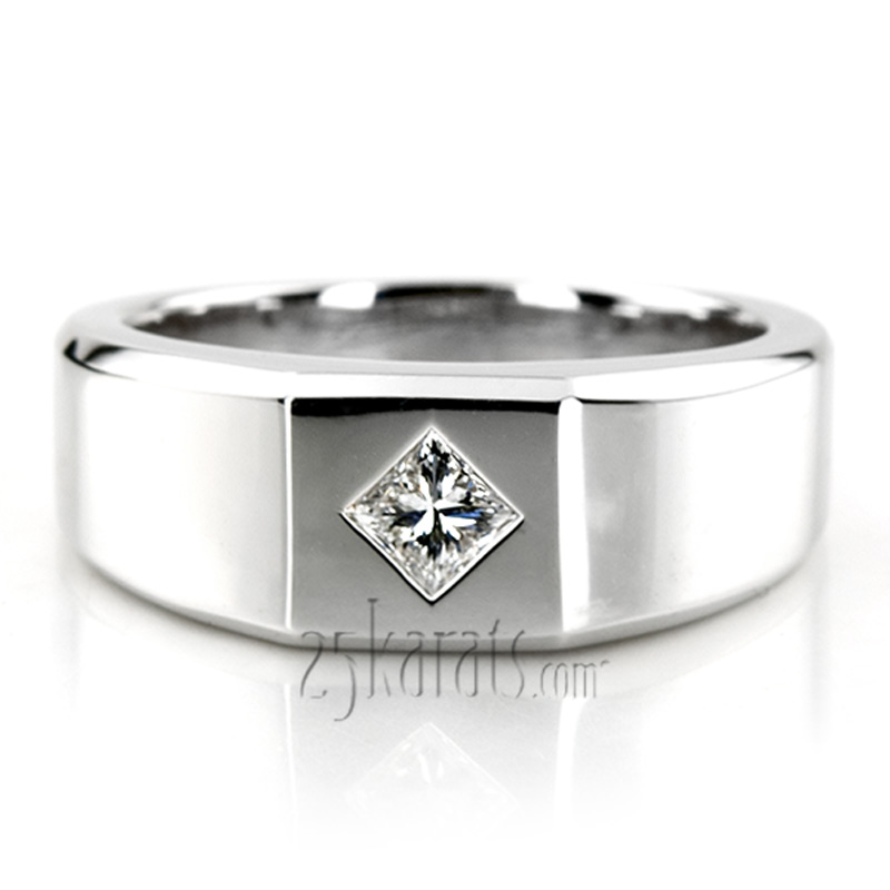 0.27 ct. Princess Cut Solitaire Diamond Men Ring