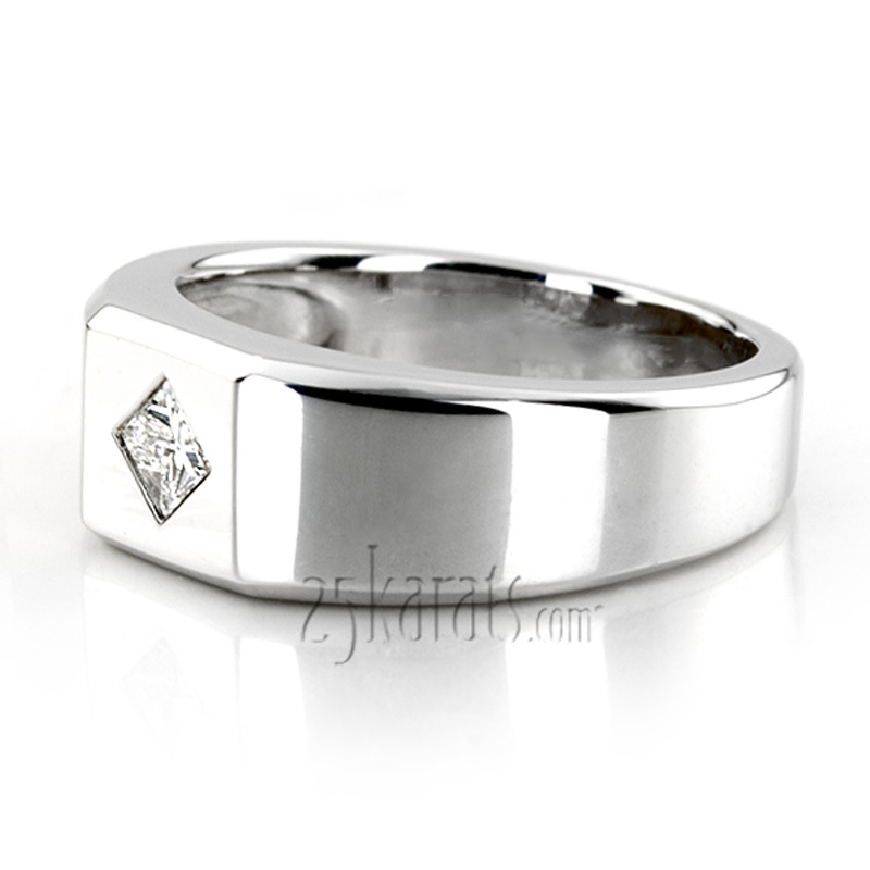 14K white gold 0.27 ct. Princess Cut Solitaire Diamond Men's Ring - alternate view 2