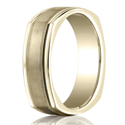 Benchmark 7mm Comfort-Fit Satin-Finished with Milgrain Four-Sided Carved Design Band