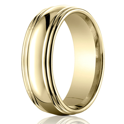 Benchmark 7.5mm Comfort-Fit Double Round Edge Carved Design Band
