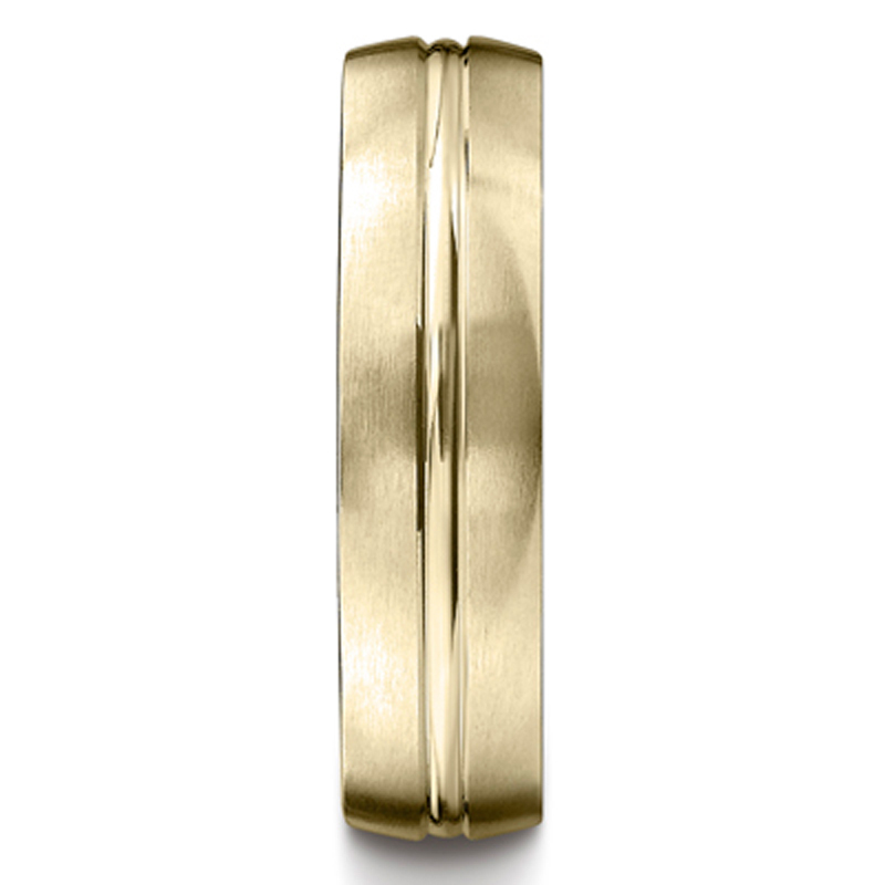 10K yellow gold 6mm. satin 6mm–Comfort-Fit-Satin-Finished-Carved-Design-Band - alternate view 4