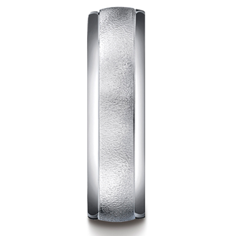 18K white gold 6mm. same as picture 6mm-Comfort-Fit-Wired-Finished-Carved-Design-Band - alternate view 2