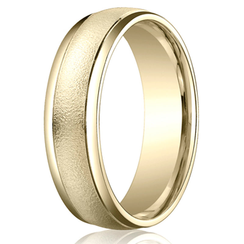 18K yellow gold 6mm. same as picture 6mm-Comfort-Fit-Wired-Finished-Carved-Design-Band - alternate view 3