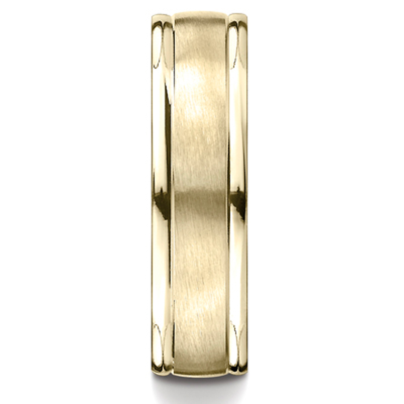 18K yellow gold 6mm. same as picture 6mm-Comfort-Fit-Wired-Finished-Carved-Design-Band - alternate view 4