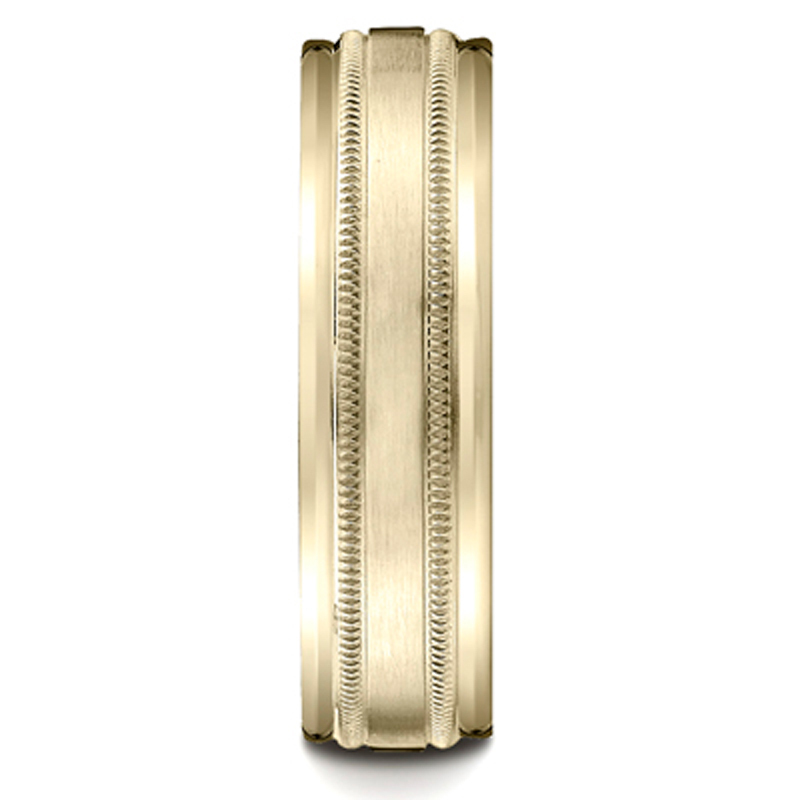 10K yellow gold 6mm. satin 6mm-Comfort-Fit-with-Milgrain-Round-Edge-Design-Ba - alternate view 4