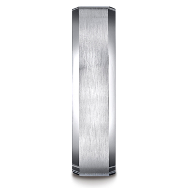 10K white gold 6mm. satin 6mm-Comfort-Fit-Satin-Finished-with-High-Polished– - alternate view 2