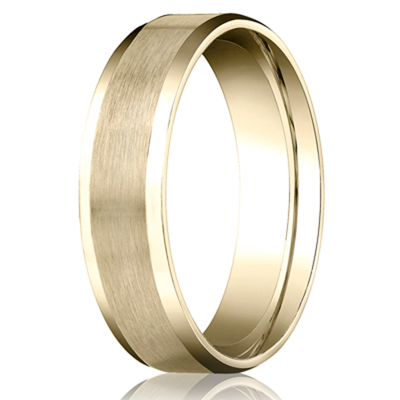 10K yellow gold 6mm. satin 6mm-Comfort-Fit-Satin-Finished-with-High-Polished– - alternate view 3