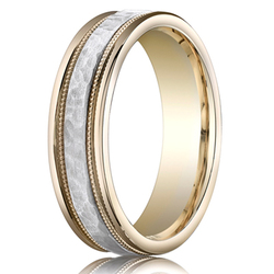 Benchmark Two-Toned 6mm Hammered Carved Design Band
