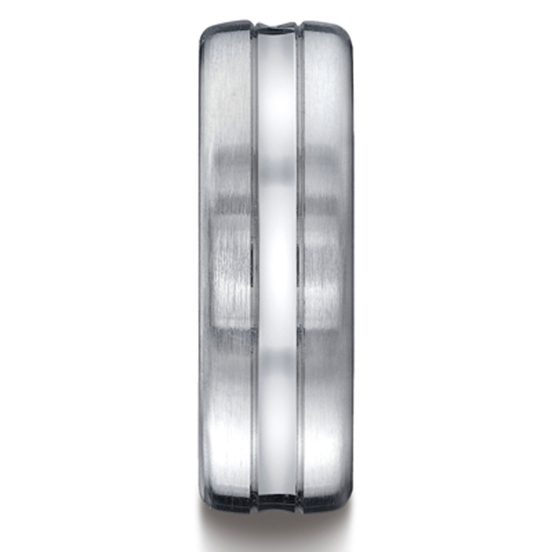 14K white gold 7.5mm. same as picture 7.5mm-Comfort-Fit-Carved-Design-Band - alternate view 3