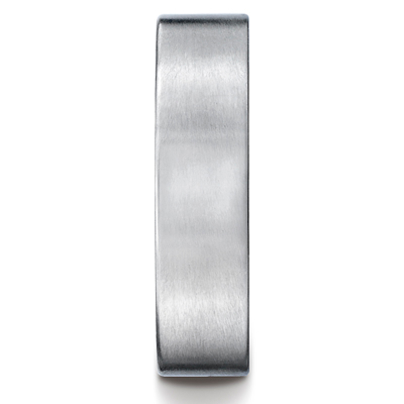 14K white gold 6mm. satin 6mm-Comfort-Fit-Satin-Carved-Design-Band - alternate view 3