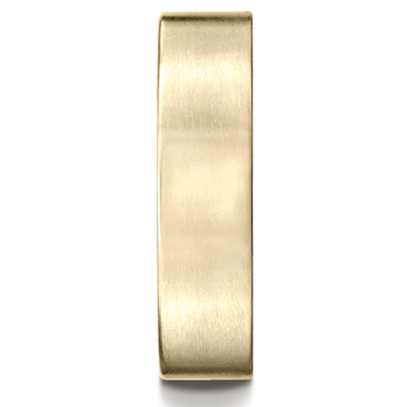 14K yellow gold 6mm. satin 6mm-Comfort-Fit-Satin-Carved-Design-Band - alternate view 4