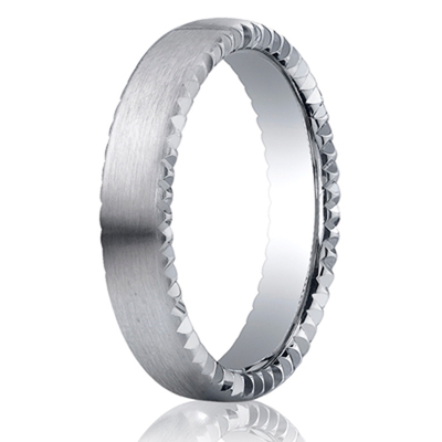 Benchmark 4.5mm Satin-Finished Rivet Coin Edging Carved Design Band - view 2 thumbnail