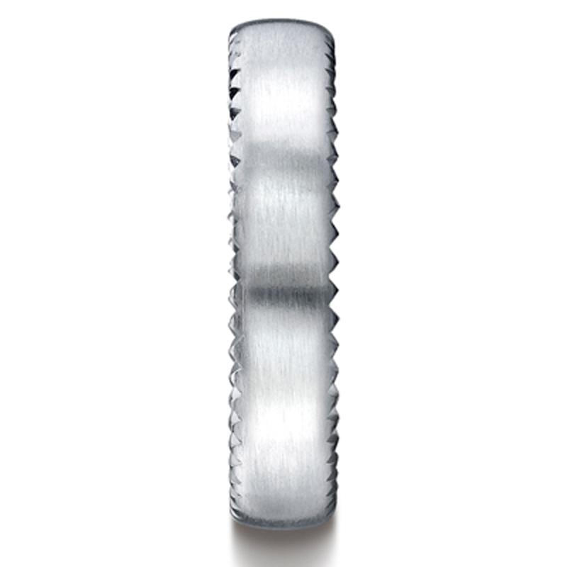 Benchmark 4.5mm Satin-Finished Rivet Coin Edging Carved Design Band - view 3