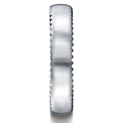 Benchmark 4.5mm Satin-Finished Rivet Coin Edging Carved Design Band - view 3 thumbnail
