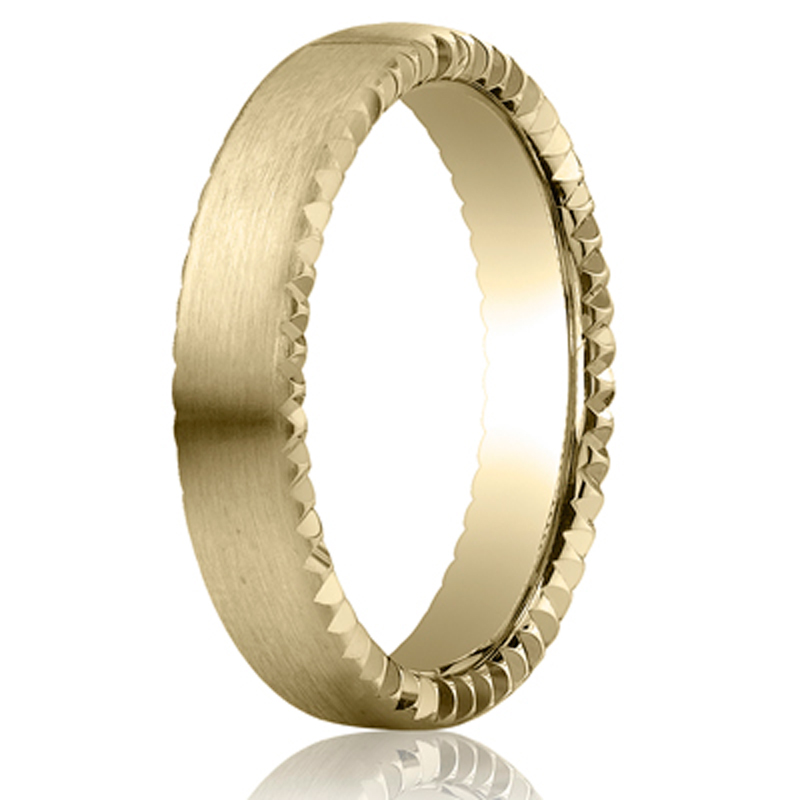 Benchmark 4.5mm Satin-Finished Rivet Coin Edging Carved Design Band - main view