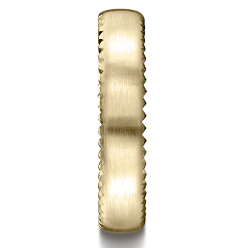 Benchmark 4.5mm Satin-Finished Rivet Coin Edging Carved Design Band - view 4