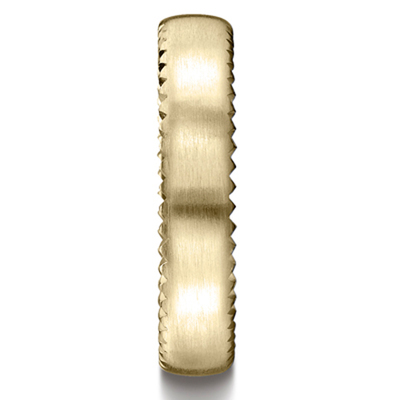 Benchmark 4.5mm Satin-Finished Rivet Coin Edging Carved Design Band - view 4 thumbnail