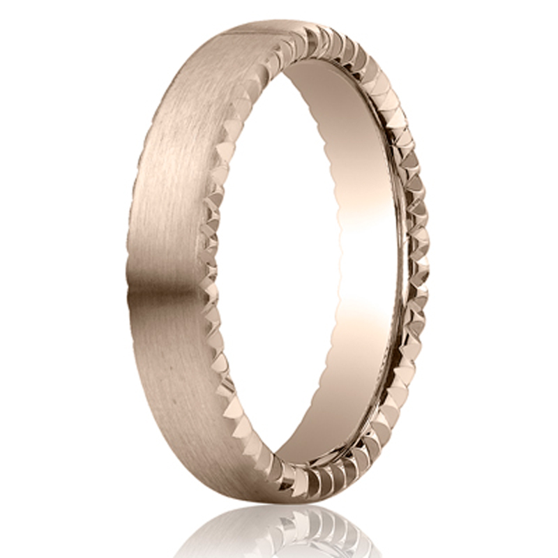 Benchmark 4.5mm Satin-Finished Rivet Coin Edging Carved Design Band - view 5