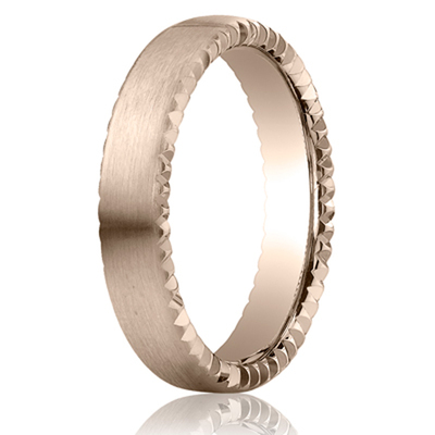 Benchmark 4.5mm Satin-Finished Rivet Coin Edging Carved Design Band - view 5 thumbnail