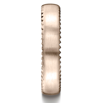 Benchmark 4.5mm Satin-Finished Rivet Coin Edging Carved Design Band - view 6 thumbnail