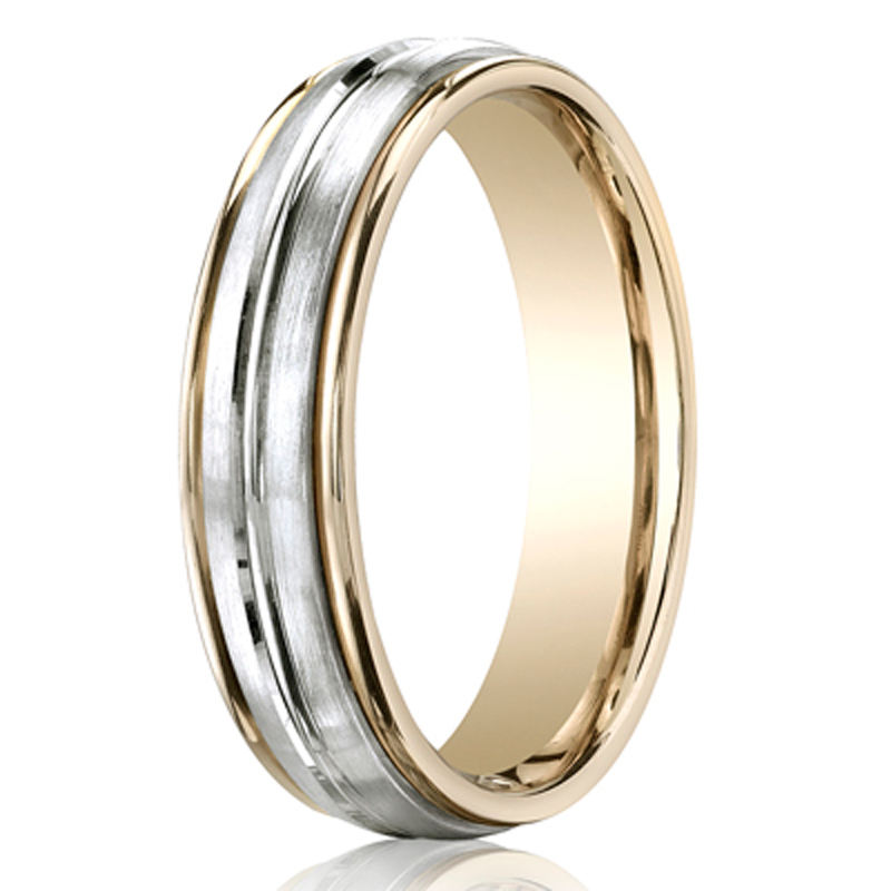 14K same as picture gold 6mm. high polish Two-Toned-6mm-High-Polished-Carved-Band - main view