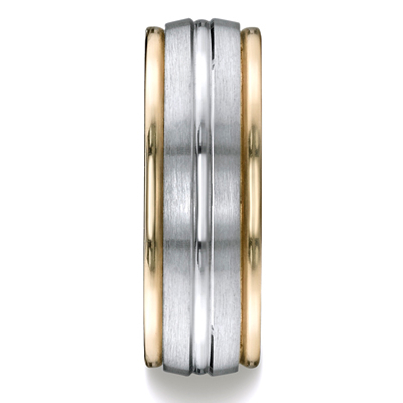 14K all white gold 8mm. high polish Two-Toned-8mm-High-Polished-Carved-Band - alternate view 2