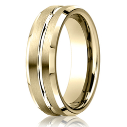 Benchmark 6mm Comfort-Fit Satin-Finished with High Polished Cut Carved Design Band