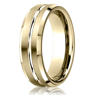 Benchmark 6mm Comfort-Fit Satin-Finished with High Polished Cut Carved Design Band