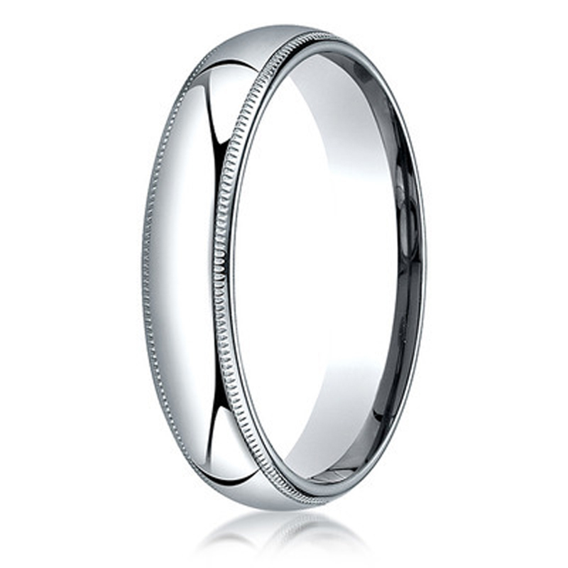 14K white gold 5mm. high polish Benchmark-Light-Milgrain-Comfort-Fit-Wedding-Band - alternate view 3