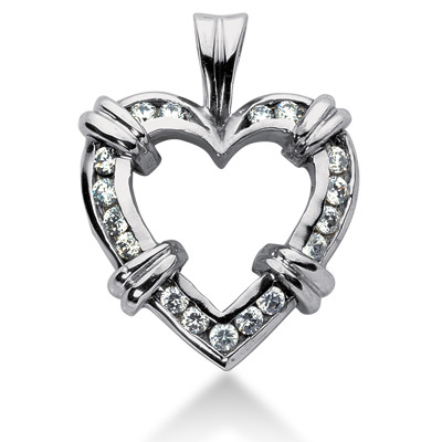 0.68 CT Diamond Heart Shape Pendant - view 1
