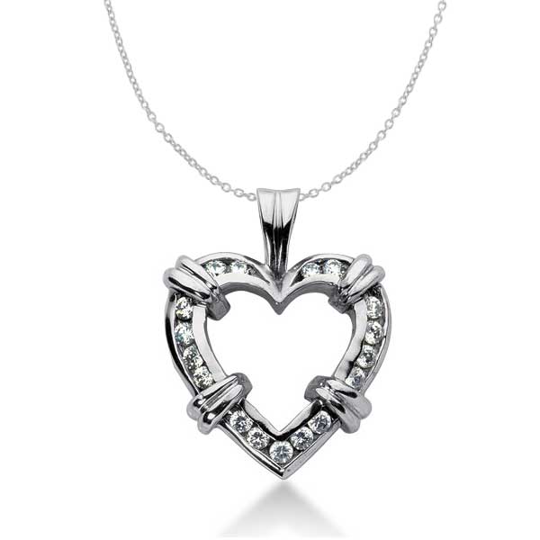 0.68 CT Diamond Heart Shape Pendant - view 2