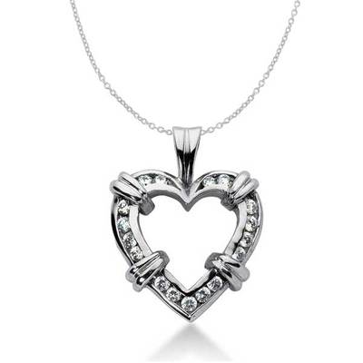 0.68 CT Diamond Heart Shape Pendant thumbnail 2