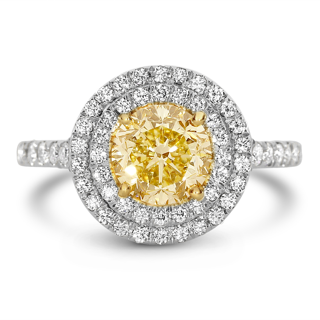 1.41 Round Shape Yellow Diamond Ring